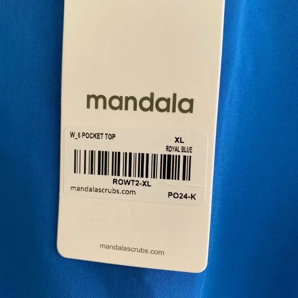 NWT Mandala - Royal Blue Pocket short sleeve Equa-Tech scrub top, XL - Picture 5 of 6